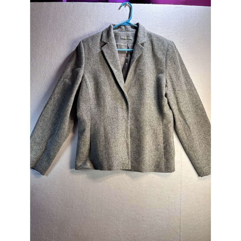 Kate Hill Women's Gray Solid Blazer Jacket Button Short Long Sleeve 12‎